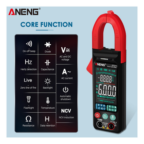 . Pinza Amperimétrica Aneng St211 6000 Counts Ac D