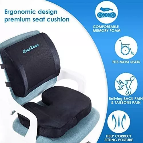 Cojín de asiento de coxis y almohada de apoyo lumbar para silla de