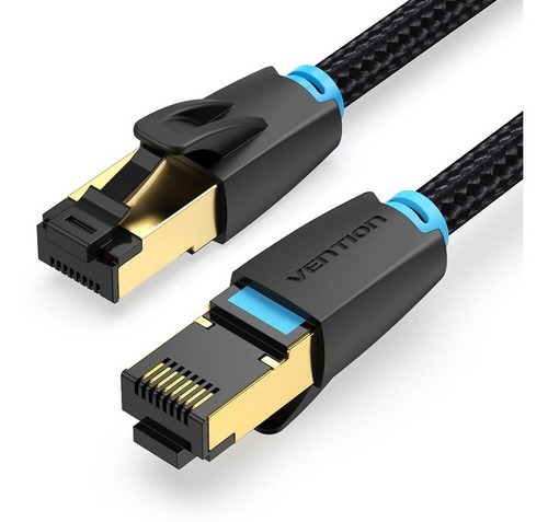 Cable De Red Vention Cat8 Certificado - 2 Metros - Trenzado Blindado - Premium Patch Cord - Sstp Rj45 Ethernet 40gbps - 2000 Mhz - 100% Cobre - Ikgbh