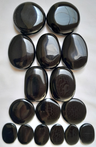 Kit De 16 Piedras Calientes En Obsidiana  