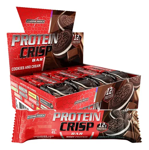 Barra de Proteína Whey Crisp Bar Cookies & Cream 12un Integralmed...