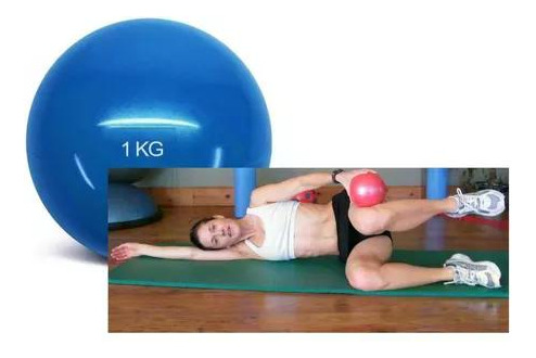 Mat De Yoga Alta Densidad 8mm Con Balón Medicinal 1 Kilo