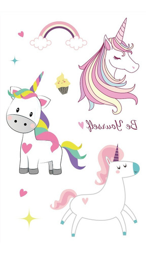 Imagen 3 de 10 de Tatuajes Temporales Tattoo Unicornio X10 Planchas Souvenir