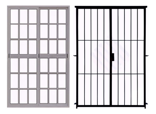 Puerta Balcón De 180x200 Vidrio Repartido Con Reja 