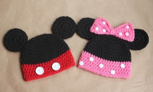 Imagem 1 de 1 de Touca Gorro Mickey Ou Minnie - Disney Newborn Art Crochê