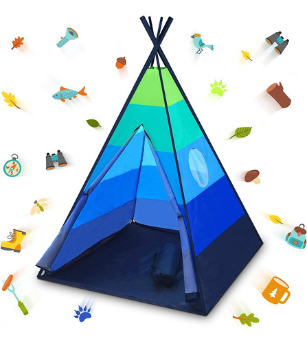 Tienda De Campaña Para Niños Con Forma Triangular Color Azul Azul