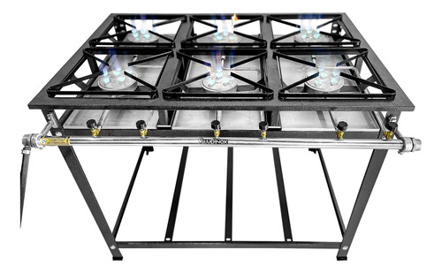 Fogão De 6 Bocas Industrial 30x30 Alta Pressão 6 Queimadores
