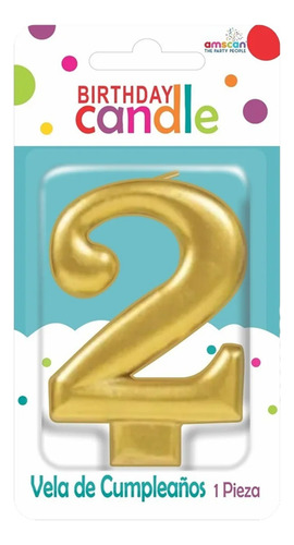 Vela De Número Color Oro Metálico Cera Pastel Fiesta 1 Pza