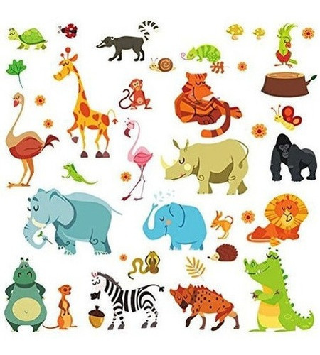 Dekosh Jungle Animal Etiqueta De La Pared Pack De Pegatinas 