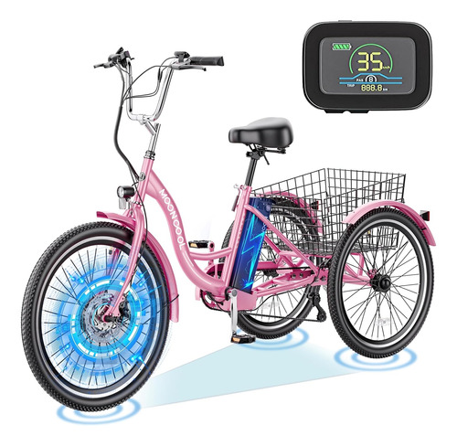 Triciclo Electrico Para Adultos 24p 350w 7 Velocidad Rosa