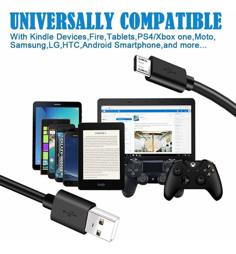 Cable Cargador Usb A Micro Usb Universal / 2 M / Negro