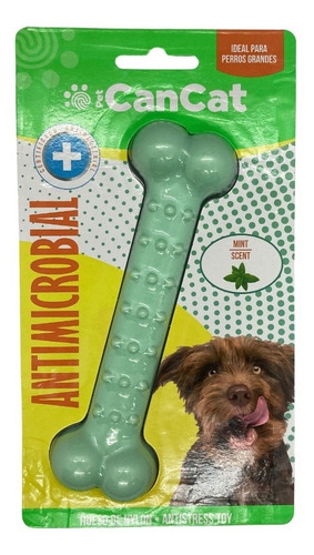 Juguete P/ Perro Hueso Antimicrobial 15cm Cancat Menta K9dog