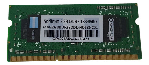 Memorias Ram Sodimm Ddr3 2gb Magnum Tech 1333mhz Z/ Oeste