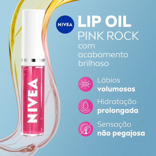 NIVEA Lip Oil Gloss Labial Brilho Nutritivo Pink Rock 5,5ml - Hidratação prolongada e sensação não oleosa
