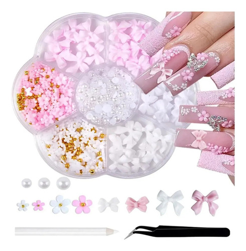 Kit Para Decoración De Uñas En Acrílico 3d Con Corbatas Y Fl