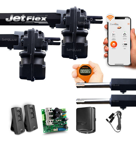 Kit Motor Ppa Portão Pivotante Jet Flex Wifi Duplo Rápido 3s