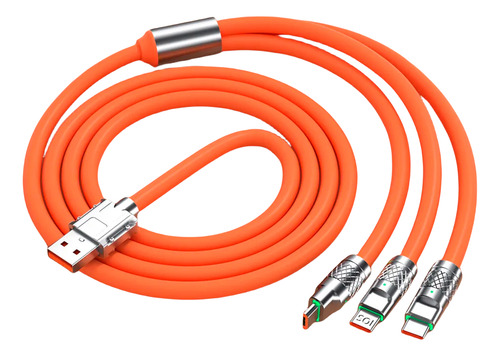 3en1 Cable Usb Cargador Carga Rápida Celular Tablet Múltiple Plateado