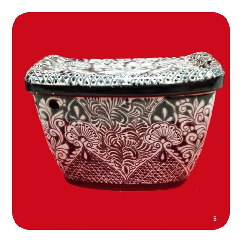 Imagen 3 de 4 de Wc Sanitario Taza + Tanque Cerámica Tipo Talavera Negro M5