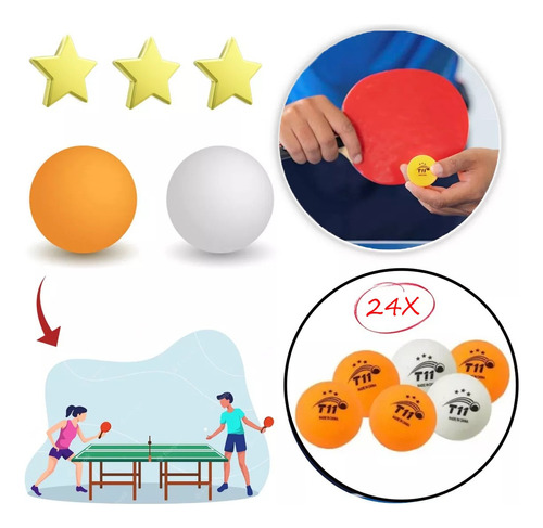 24 Bolas Bolinha De Ping Pong P/ Tenis De Mesa Profissional