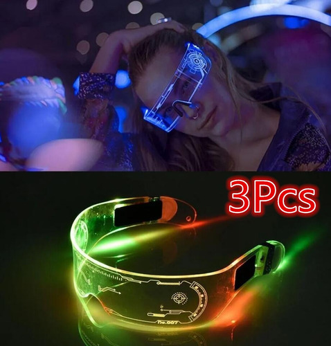 3 Lentes Futuristas De Neón Cyberpunk Para Fantasía Unisex;