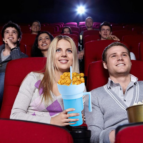 Vaso 2 En 1 Para Aperitivos Con Asa, 33 Oz, Ideal Para Cines