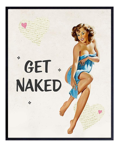 Vintage Get Naked Sign  Decoracion De Arte De Pared De Bañ