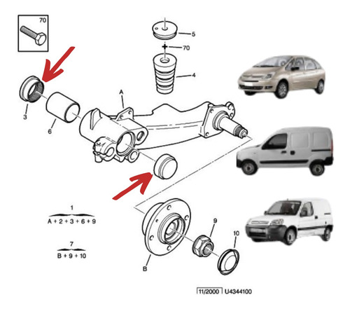 Kit 2 Rolamento Suspensão Barra Torção Xsara Picasso Partner