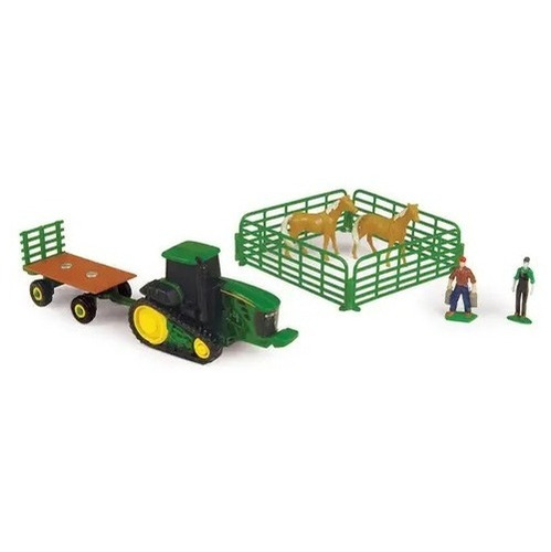 Juego De 10 Piezas Tractor John Deere Vagon Vacas 1/64 Ertl