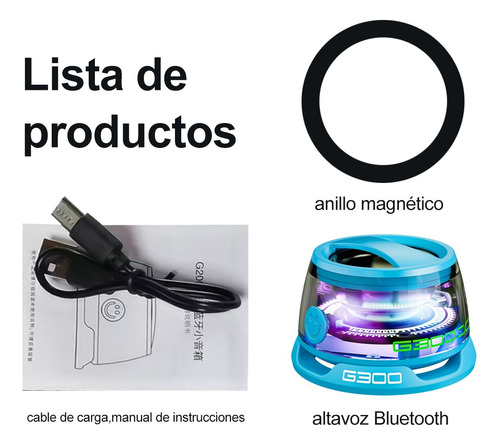 Bocina Bluetooth Mini Portátil Con Imán Y Luces Led Azul