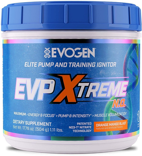 Evogen Evp Xtreme 40 Servicios Pre Entreno Energia Enfoque Sabor Orange mango