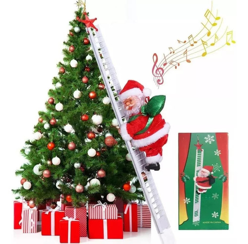 Santa Claus Sube La Escalera Navidad Juguete Sonido Movimien