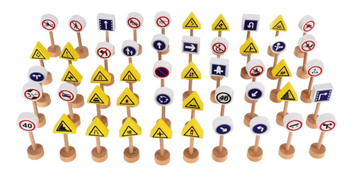 Street Signs Playset Para Niños, De Madera, Seguro Para Educ