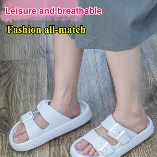 Sandalias De Interior Con Doble Botonadura, Suaves Y Cómodas