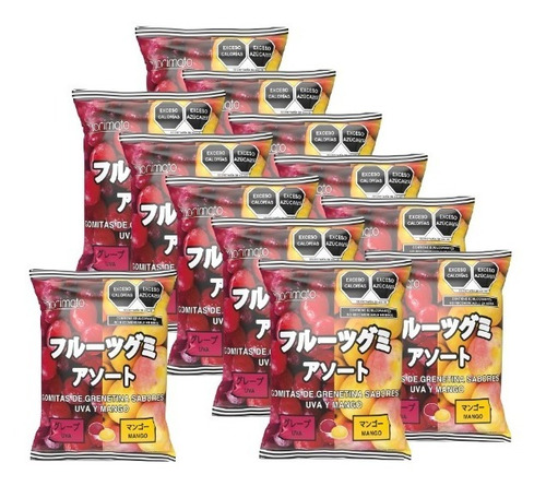 Caja Con 12 Bolsas De Gomitas Sabor Uva-mango EnvĂo Incluido