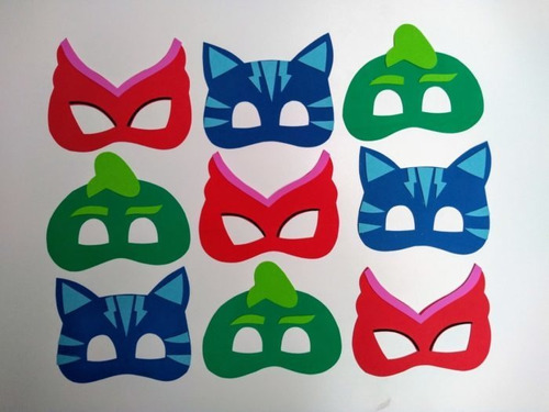 X10 Antifaces De Goma Eva Sorpresitas Pj Masks