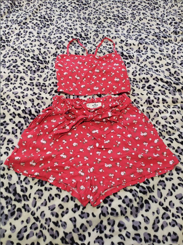 Conjunto De Top Y Short Dama Mujer Hollister Traído De Usa