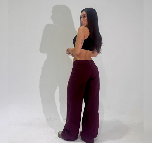 Jean Wide Leg Rígido Granate Dama Kapri
