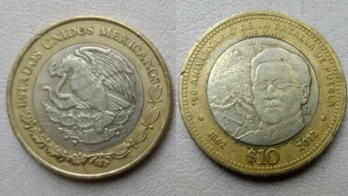 Moneda De 10. 150 Aniversario Dela Batalla De Puebla