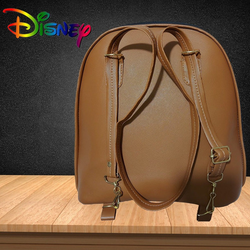 Bolsa - Mochila Para Dama, De Minnie Mouse, En Color Cafe