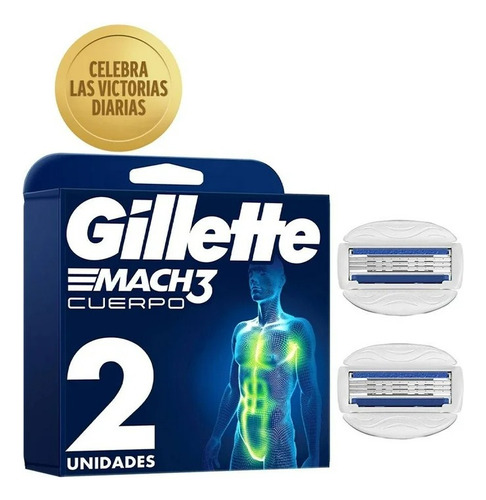 Cartucho De Rastrillo Gillette Mach3 Cuerpo Con Barras De Ge