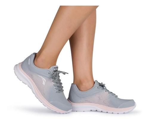 Tênis Feminino, Confort, Cinza E Rosa - Kolosh