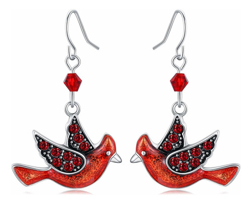 Fun Cardinal Jewelry - Pendientes Colgantes Chapados En Pla.