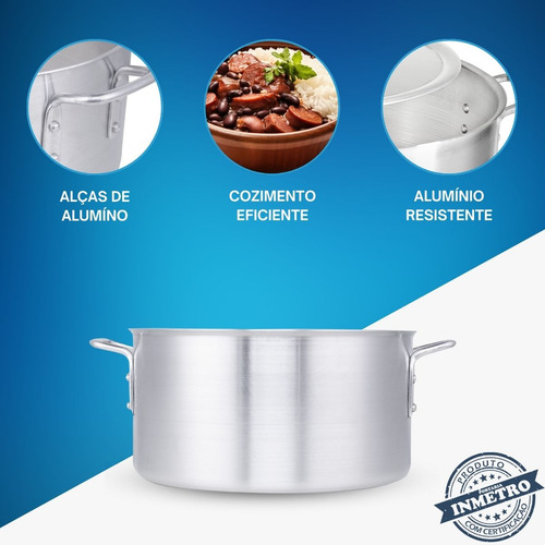 Kit Caçarola Panela Grande Industrial Restaurante Profissional Aluminio N32 + N34 + N36 Cor Cinza