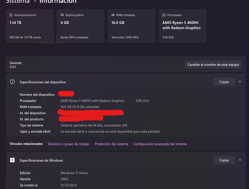 Lenovo Legion 1650ti (15arh05) Negro (Usado)