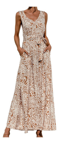 Vestido For Mujer, Cuello En V, Estampado De Leopardo, Vend