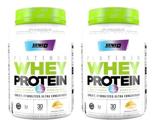 Premium Whey Protein Star Nutrition 2lb Banana X2 Potes