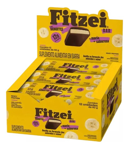 Barra de Proteína Banoffe 12 unidades Fitzei Vitafor