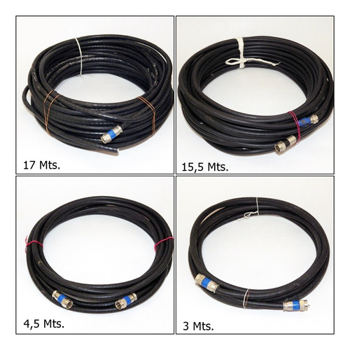 Cable Coaxial Negro Con Conectores Varios Tamaños