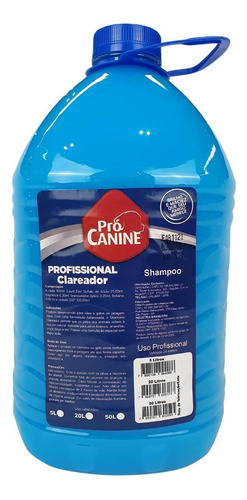Shampoo Para Cães E Gatos Clareador Procanine 5 Litros Fragrância Neutro