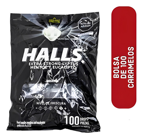 Caramelo Halls Negro Bolsa 100 Unidades 300g